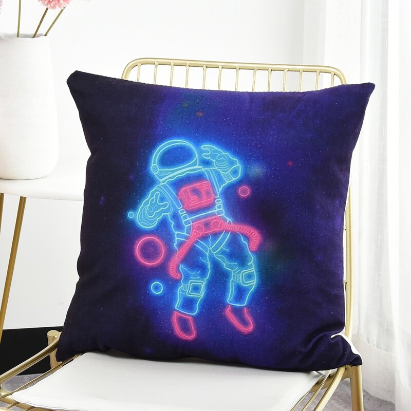 

Astronaut Print Cushion Cover Without Filler, Multicolor