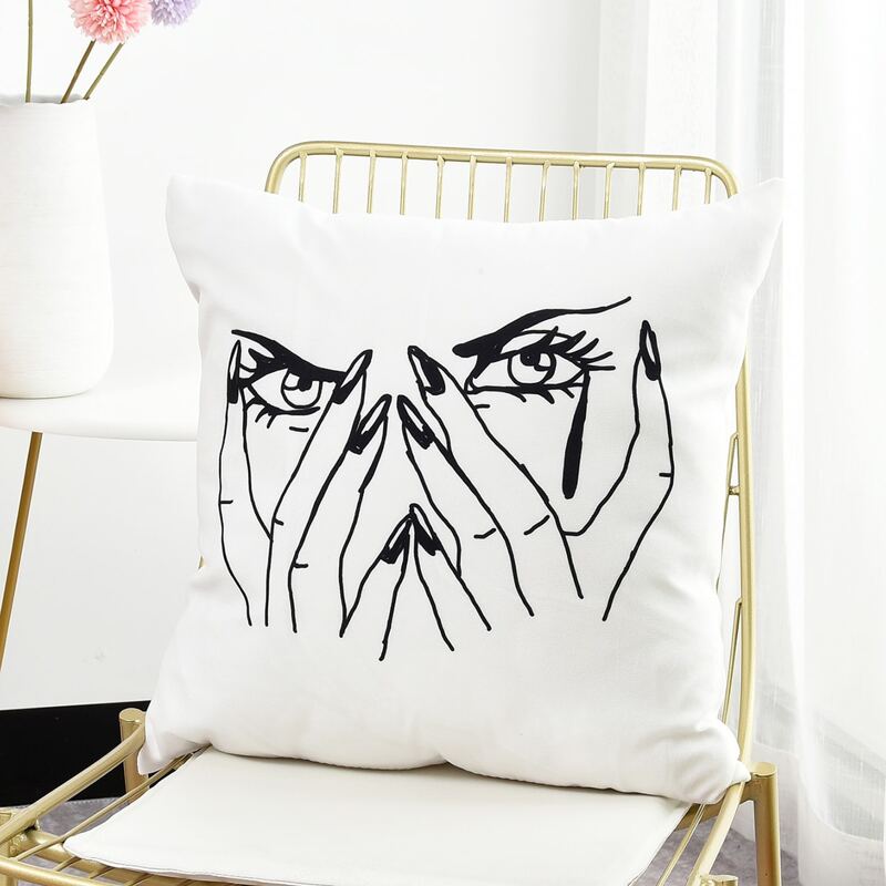 

Figure Graphic Cushion Cover Without Filler, Black and white