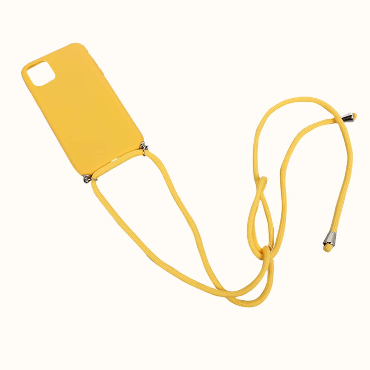 

1pc Solid iPhone Case With 1pc Lanyard, Yellow