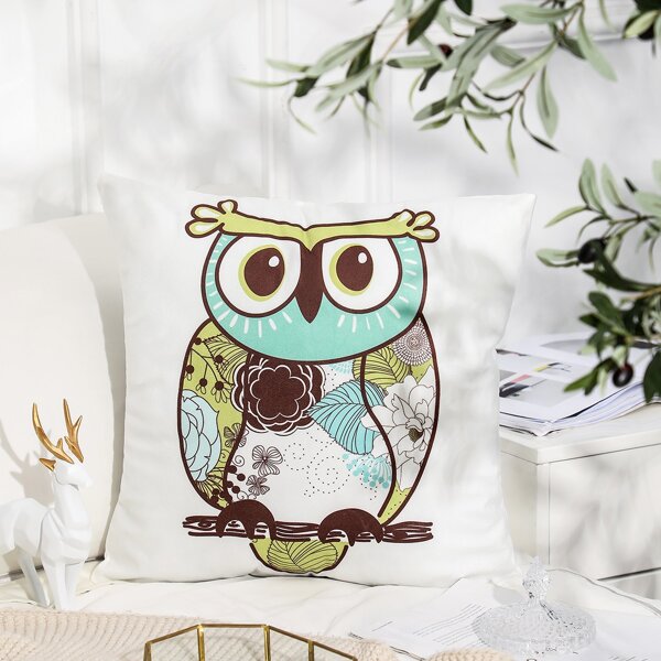 

Owl Print Cushion Cover Without Filler, Multicolor