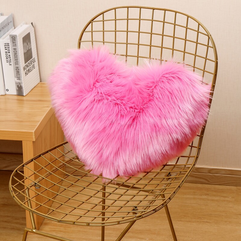 

Heart Shaped Plush Cushion Cover Without Filler, Hot pink
