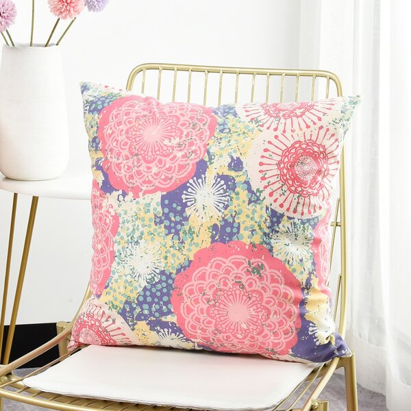 

Flower Print Cushion Cover Without Filler, Multicolor