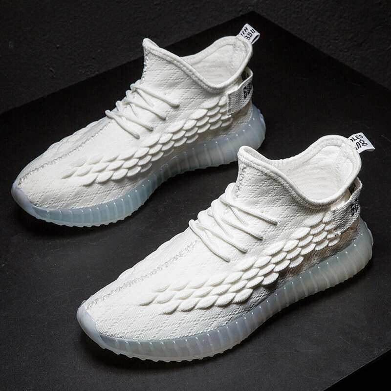 

Guys Fish Scale Decor Knit Sneakers, White