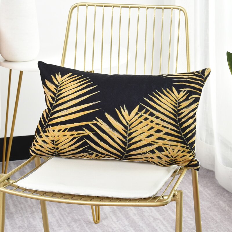 

Leaf Print Cushion Cover Without Filler, Multicolor