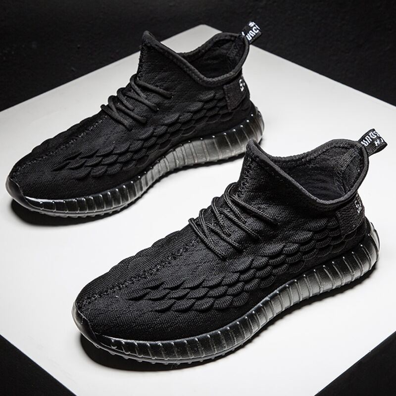 

Guys Fish Scale Decor Knit Sneakers, Black