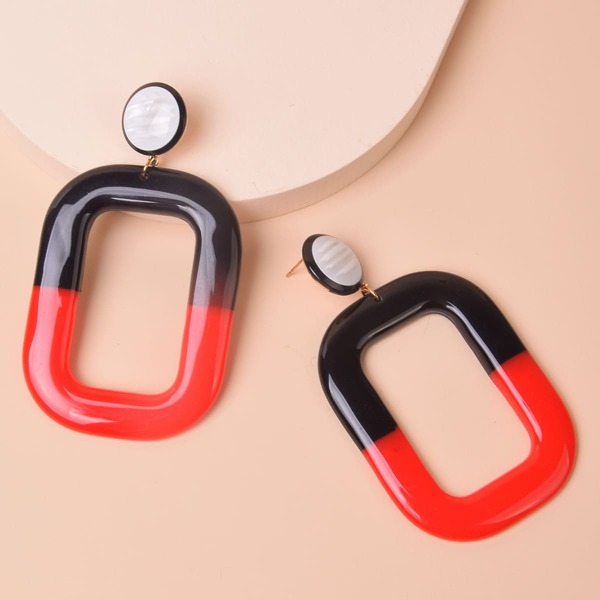 

Hollow Out Geometric Drop Earrings, Multicolor
