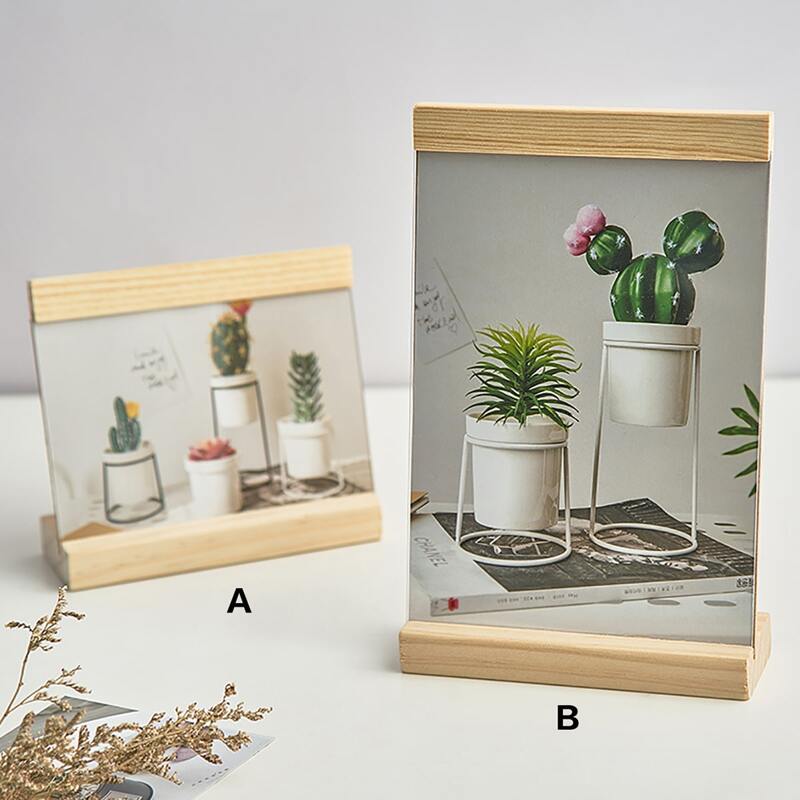 

1pc Wooden Photo Frame, Beige