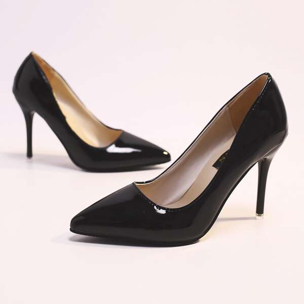 

Point Toe Stiletto Court Heels, Black