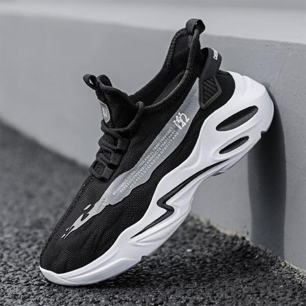 

Men Letter Graphic Lace-up Front Sneakers, Black