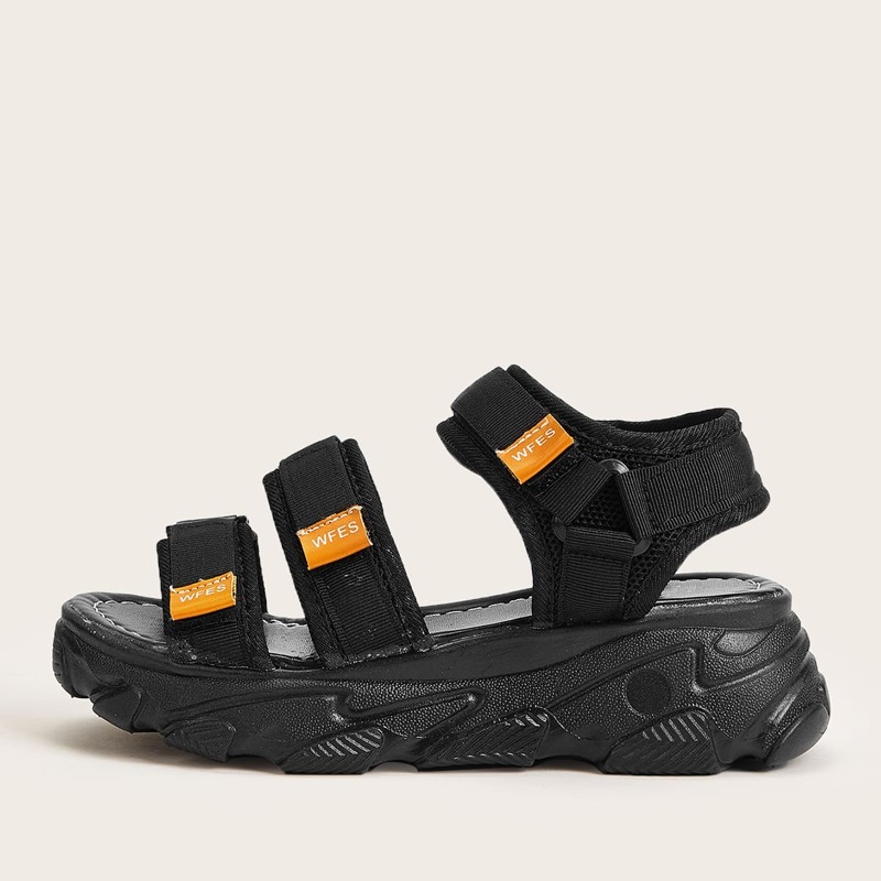 

Velcro Strap Wide Fit Sandals, Black