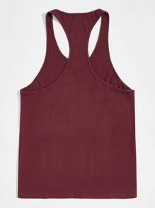 Manfinity 男士字母圖案後工字背心健身房背心上衣 - 紫紅色 - 查看 2