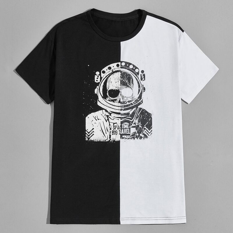 

Guys Astronaut Two Tone Tee, Black and white
