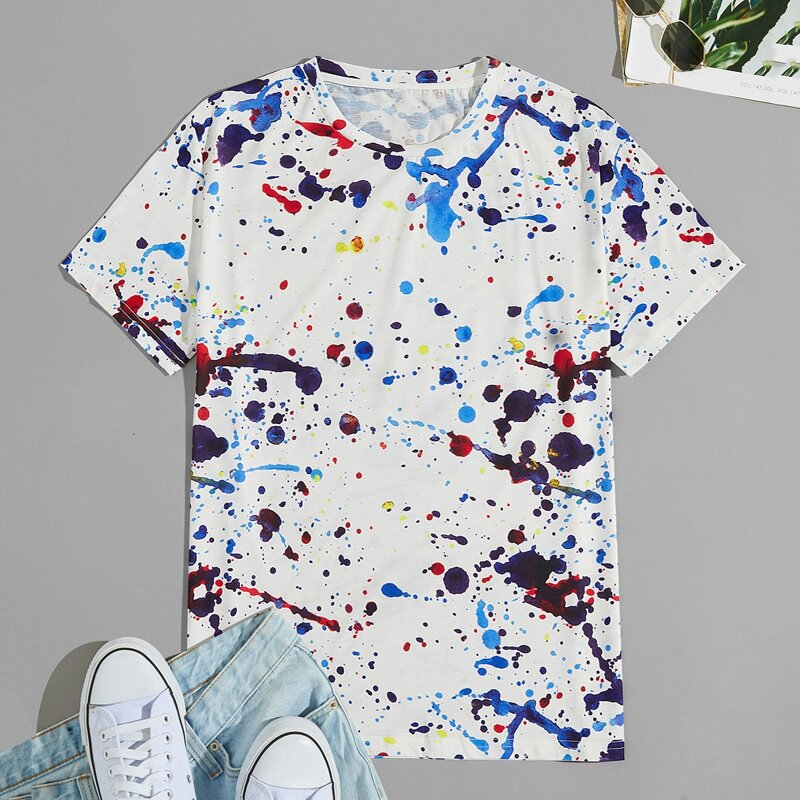 

Guys Paint Splatter Print Tee, Multicolor