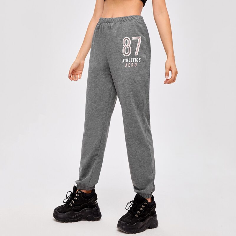 

Letter Graphic Sweatpants, Grey