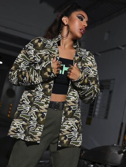 بلوزة مموه وبأزرار امامي