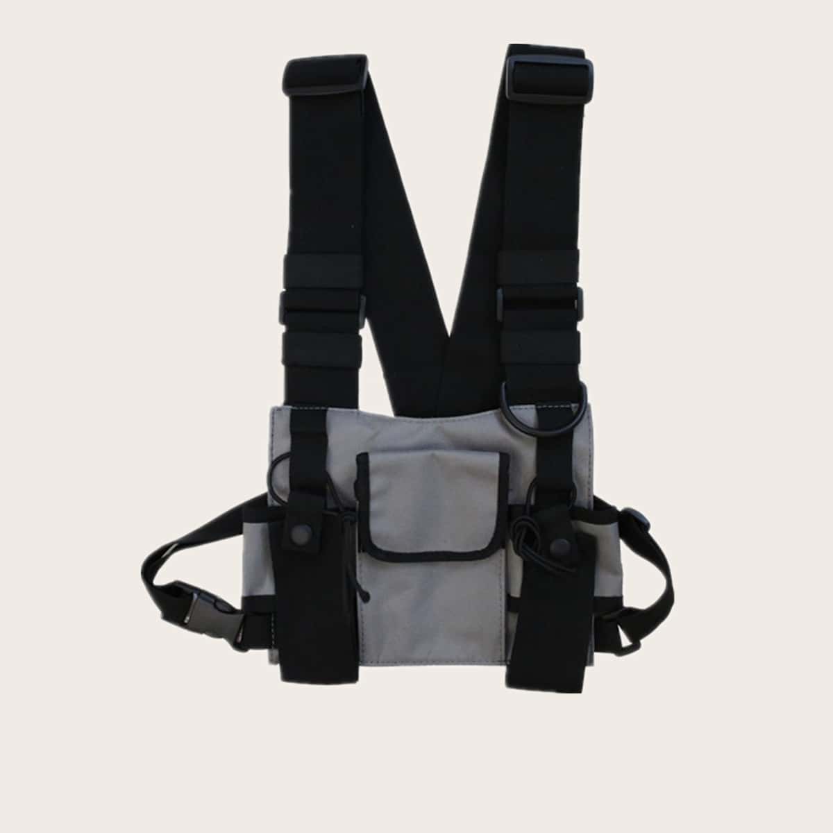 

Guys Release Buckle Decor Chest Bag, Grey