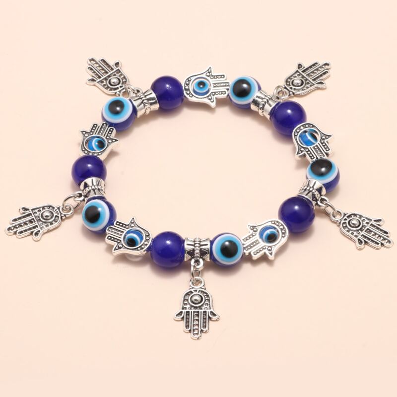 

Hand Eye Beaded Bracelet, Blue