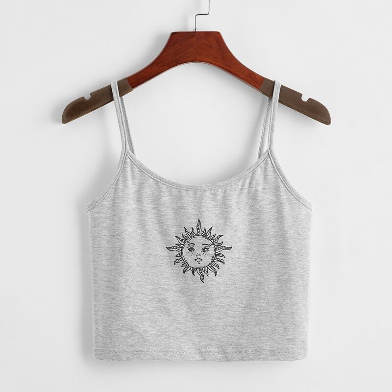 

Sun Print Crop Cami, Light grey
