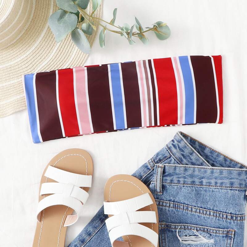

Stripe Bandeau Bikini Top, Multicolor