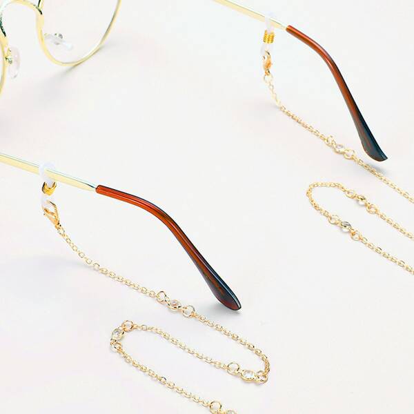 

Rhinestone Engraved Glasses Chain, Gold