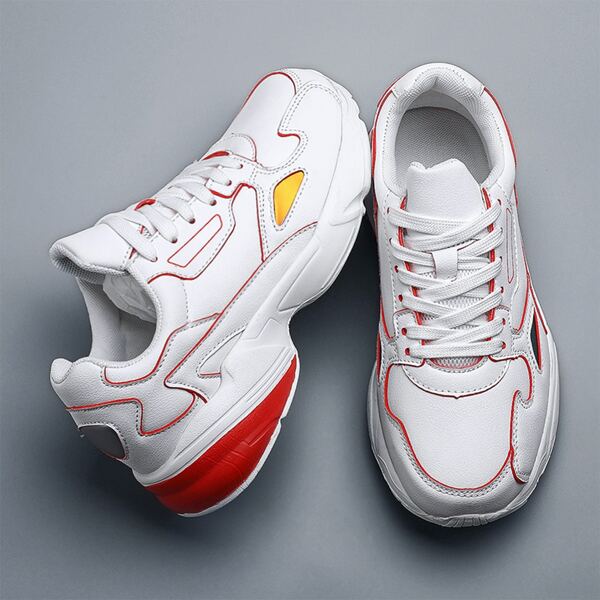 

Men Lace-up Front Wide Fit Chunky Sneakers, White