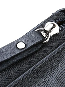 Men Crocodile Embossed Purse With Wristlet - Black - View 5