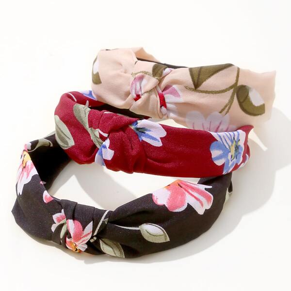 

3pcs Girls Floral Pattern Hair Hoop, Multicolor