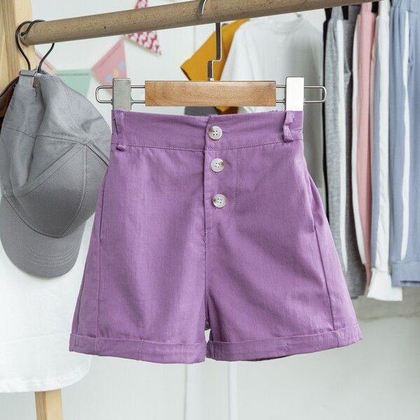 

Toddler Girls Button Front Wide Leg Shorts, Lilac purple