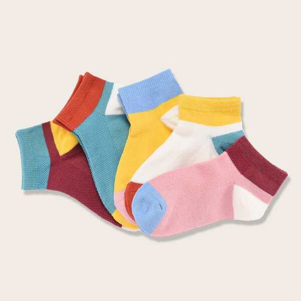 

5pairs Toddler Boys Color Block Socks, Multicolor