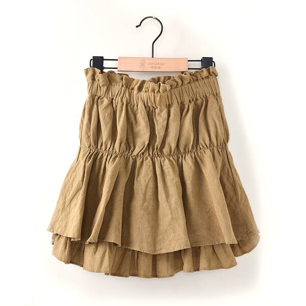 

Girls High Low Paperbag Waist Skirt, Khaki