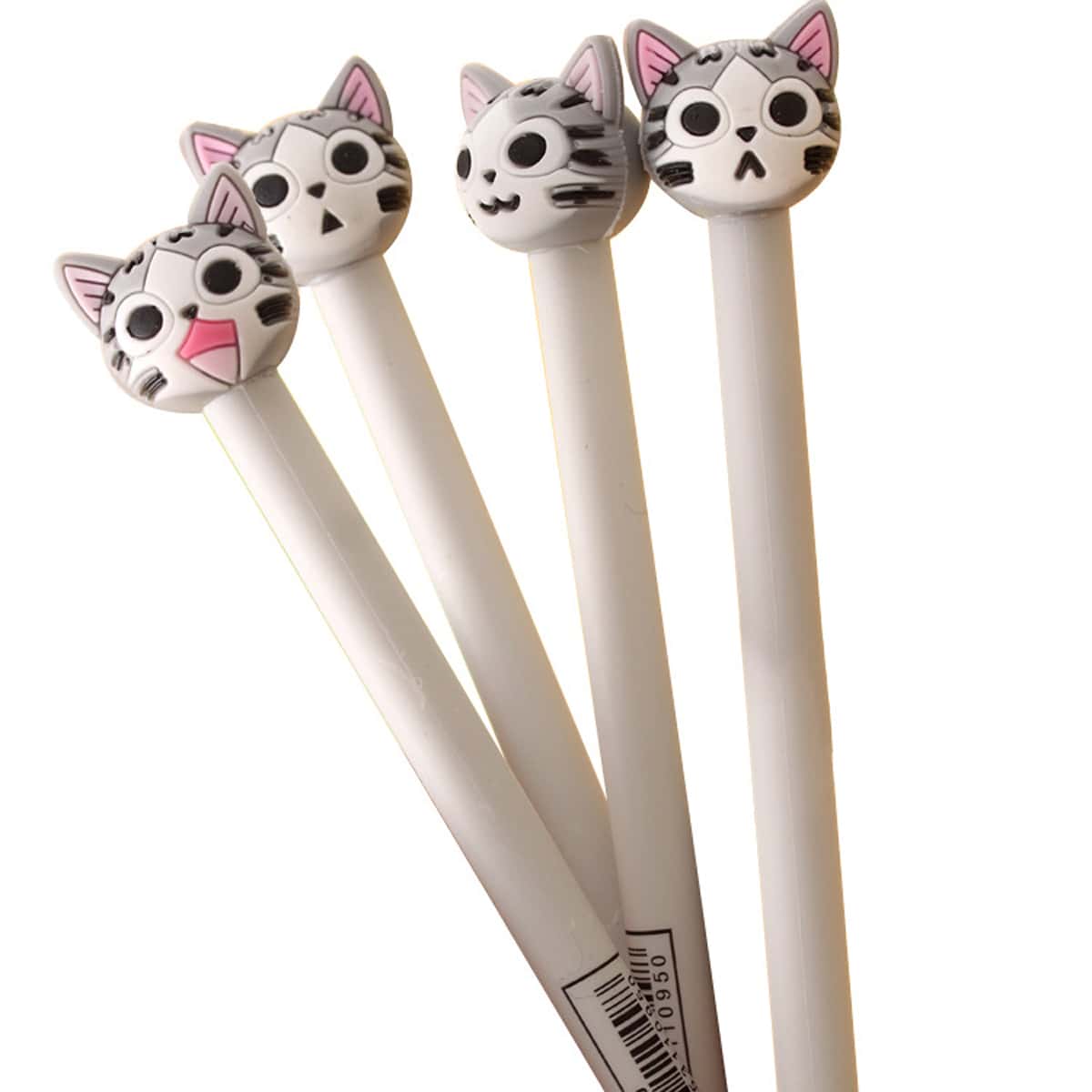 

4pcs Cartoon Cat Gel Pen, Black
