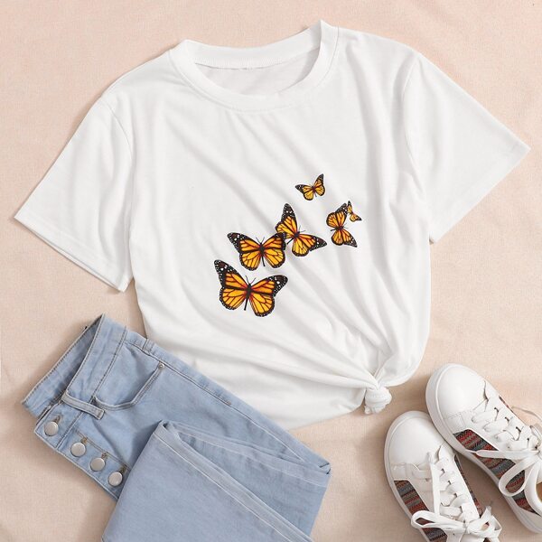 

Plus Butterfly Print Tee, White