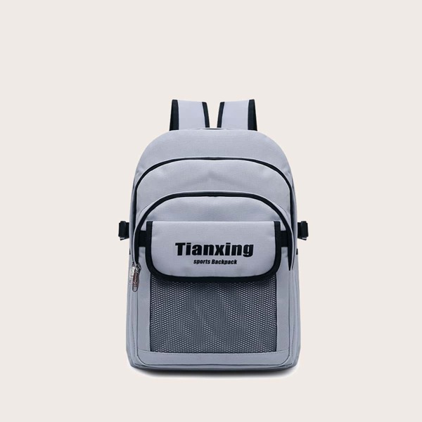 

Мужской рюкзак с текстовым узором, Светло-серый