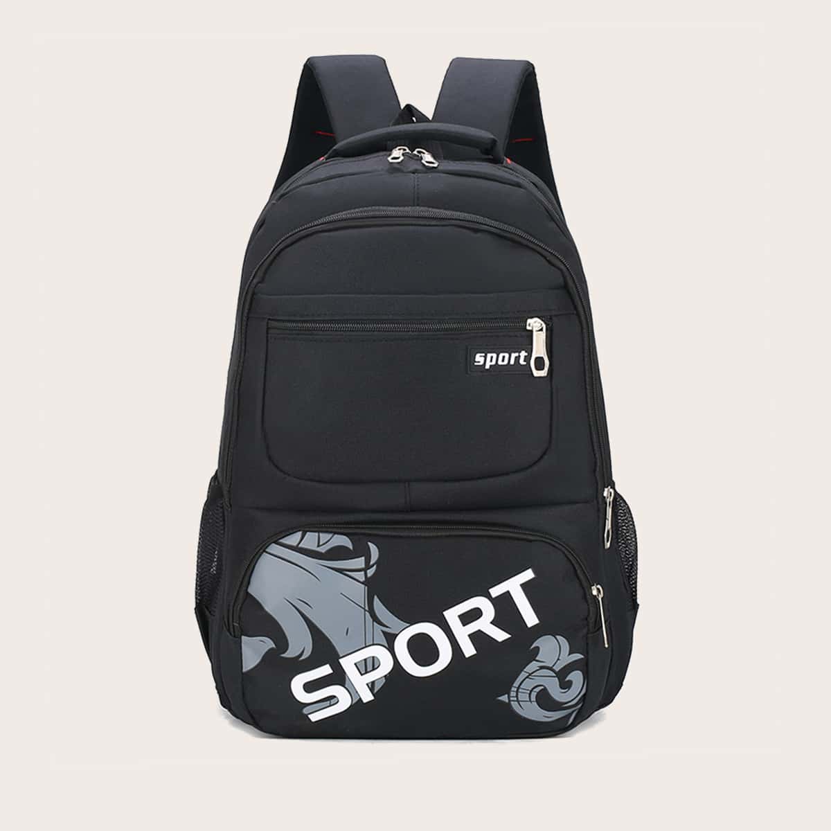 

Guys Letter Graphic Large Capacity Backpack, Black
