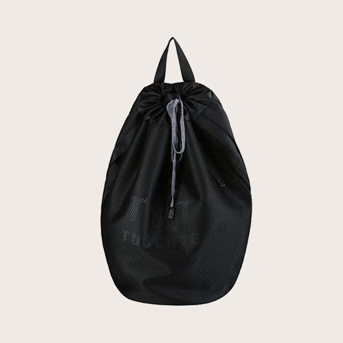 

Guys Drawstring Decor Letter Graphic Backpack, Black