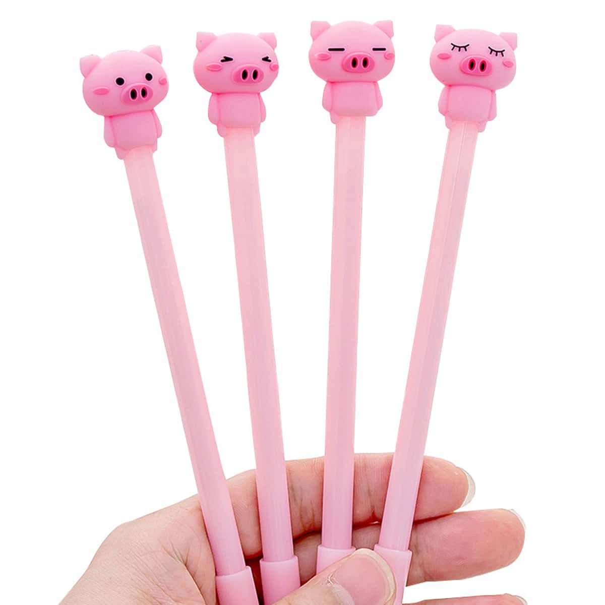 

4pcs Cartoon Pig Gel Pen, Black