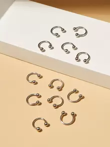 12入組不銹鋼鼻環適合男士,夜店派對節日生日禮物 - 銀色 - 查看 1