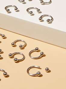 12入組不銹鋼鼻環適合男士,夜店派對節日生日禮物 - 銀色 - 查看 3