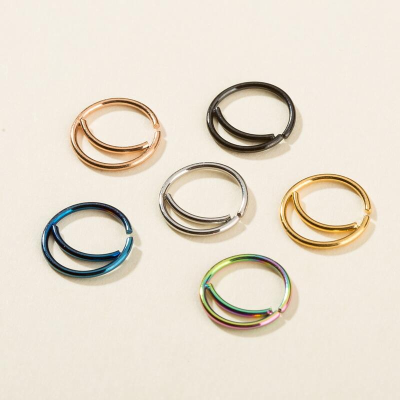 

6pcs Round Nose Ring Set, Multicolor
