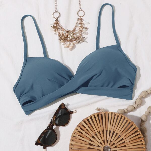 

Twist Push Up Bikini Top, Dusty blue