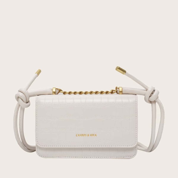 

Croc Embossed Flap Crossbody Bag, White