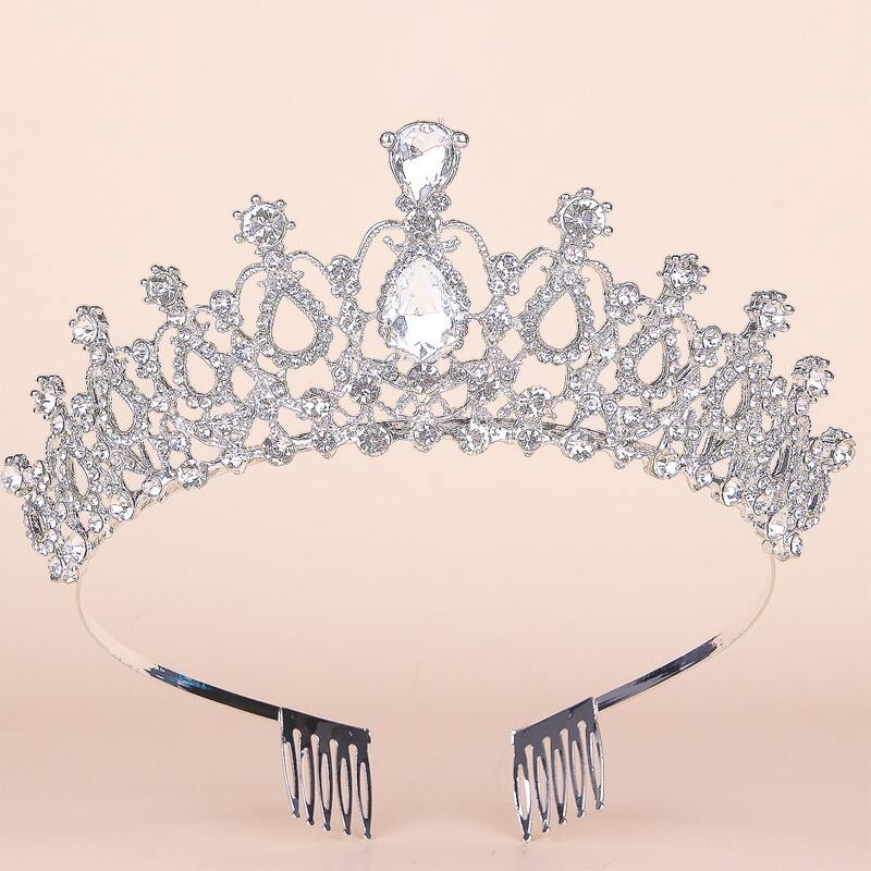 

Rhinestone Decor Crown Hair Accessory, Silver