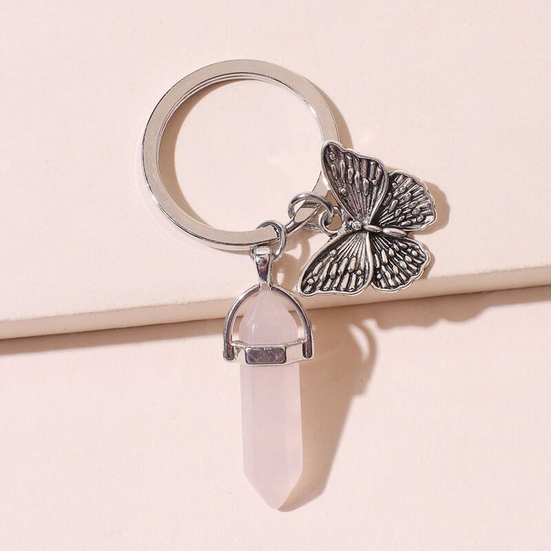 

Butterfly Charm Keychain, Pink