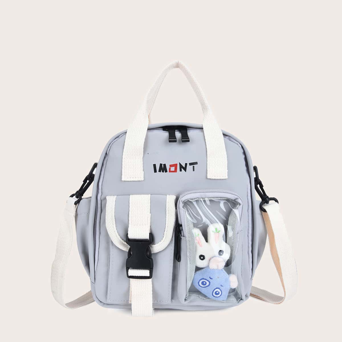 

Release Buckle Decor Backpack, Grey