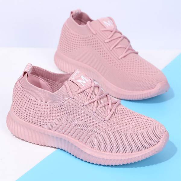 

Low Top Wide Fit Knit Sneakers, Pink