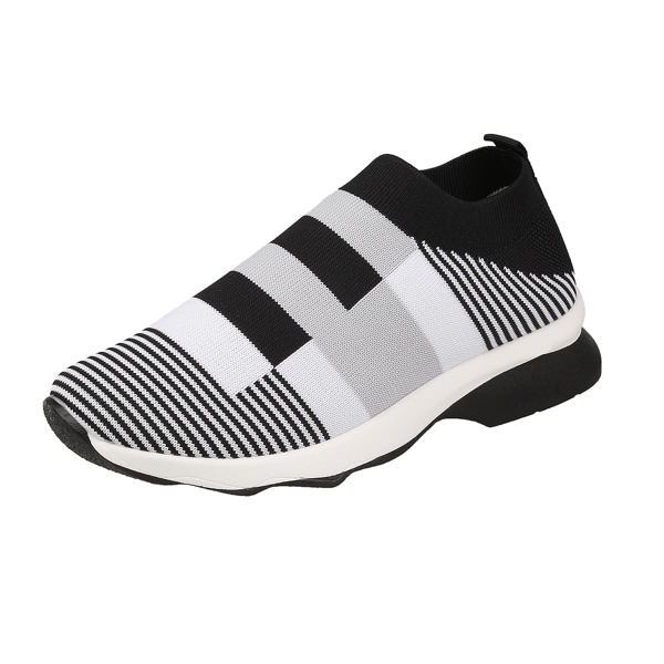 

Color Block Slip On Sneakers, Black and white