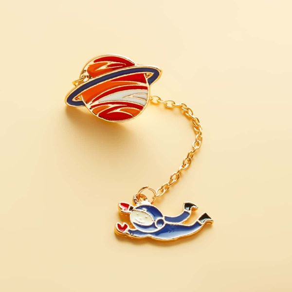 

Girls Planet Design Brooch, Blue