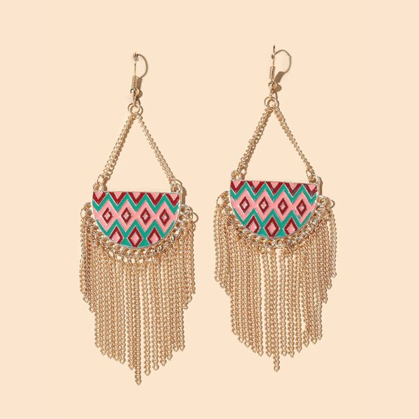 

Geometric Tassel Drop Earrings, Gold