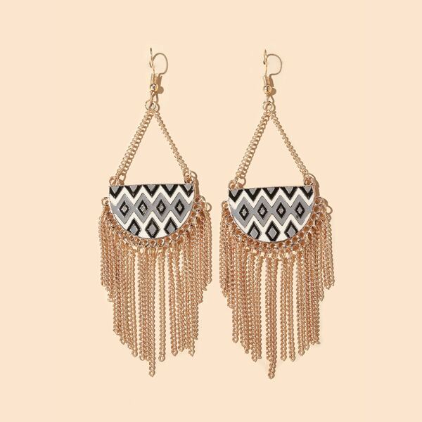 

Geometric Tassel Drop Earrings, Gold
