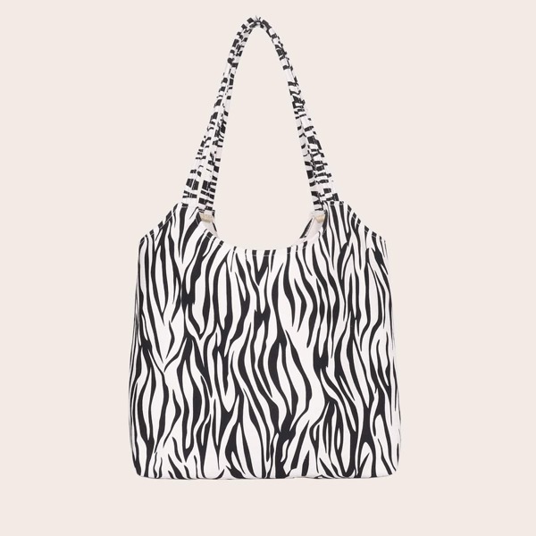 

Zebra Pattern Shopper Bag, White